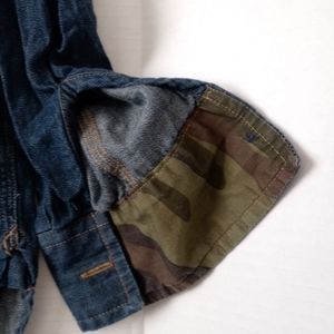 Denim button down shirt & camouflage pants